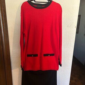 Sag Harbor Red Sweater w/ Black Pull-On Skirt Set Size L